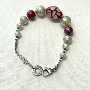 ANTICA MURRINA Murano Art Glass Red Gold Bead Bracelet Italy